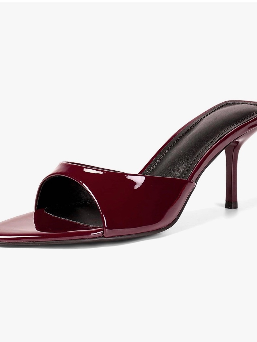 QIV Wine Open toe Burgundy Patent Pointed-Toe Mule Heels